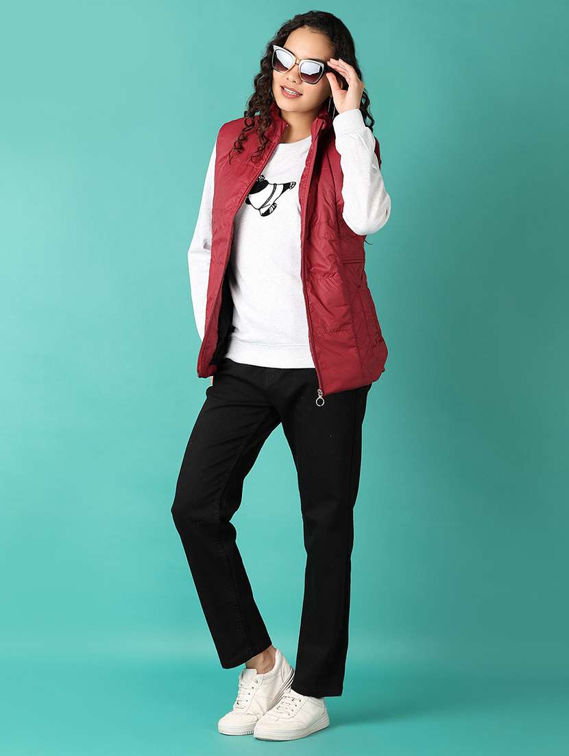 women solid sleeveless quilted jacket - 21533539 -  Standard Image - 4