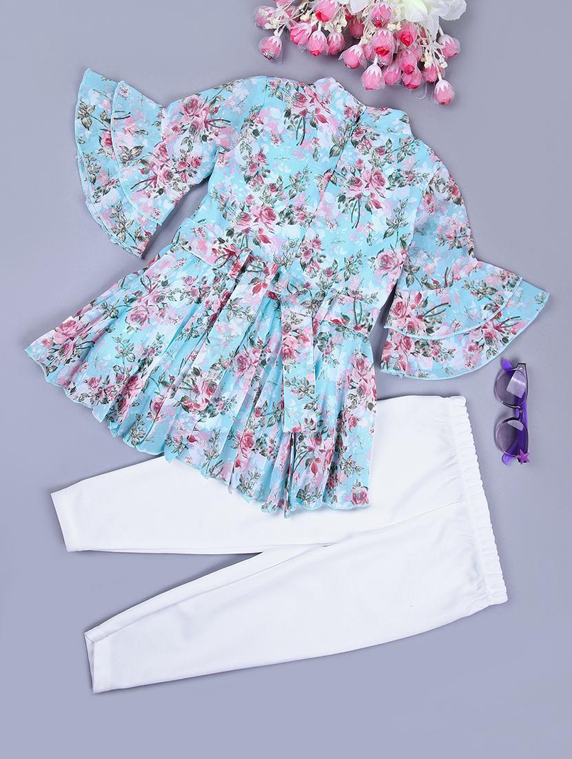 girls floral top & trouser full length set - 21533570 - Standard Image - 1