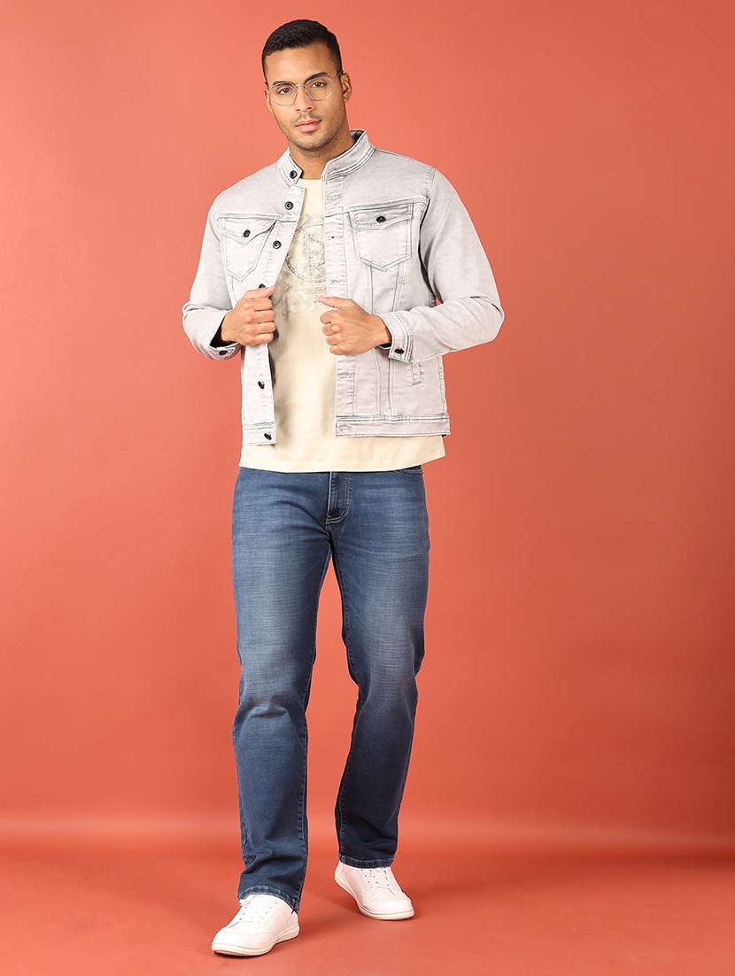 men long sleeves solid denim casual jacket - 21533572 -  Standard Image - 4