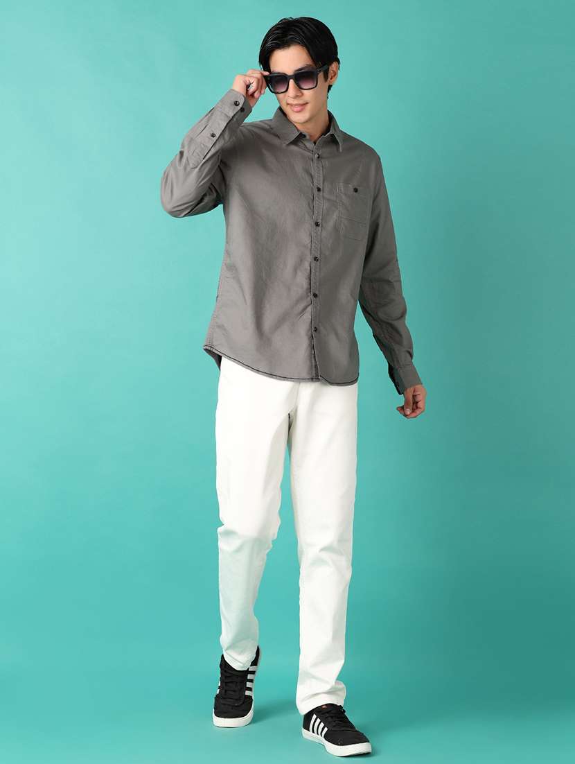 men solid long sleeve casual shirt - 21533575 - Standard Image - 4