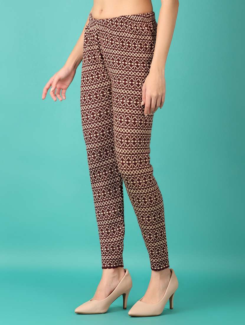 women self design woolen legging - 21533580 -  Standard Image - 1