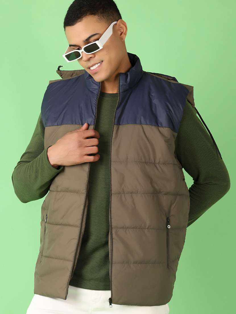 men sleeveless color block quilted jacket - 21533583 -  Standard Image - 1