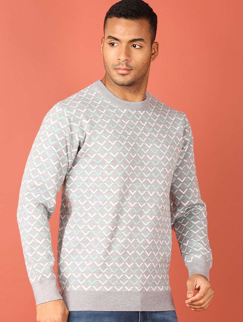 men long sleeves self design pullover - 21533596 -  Standard Image - 1