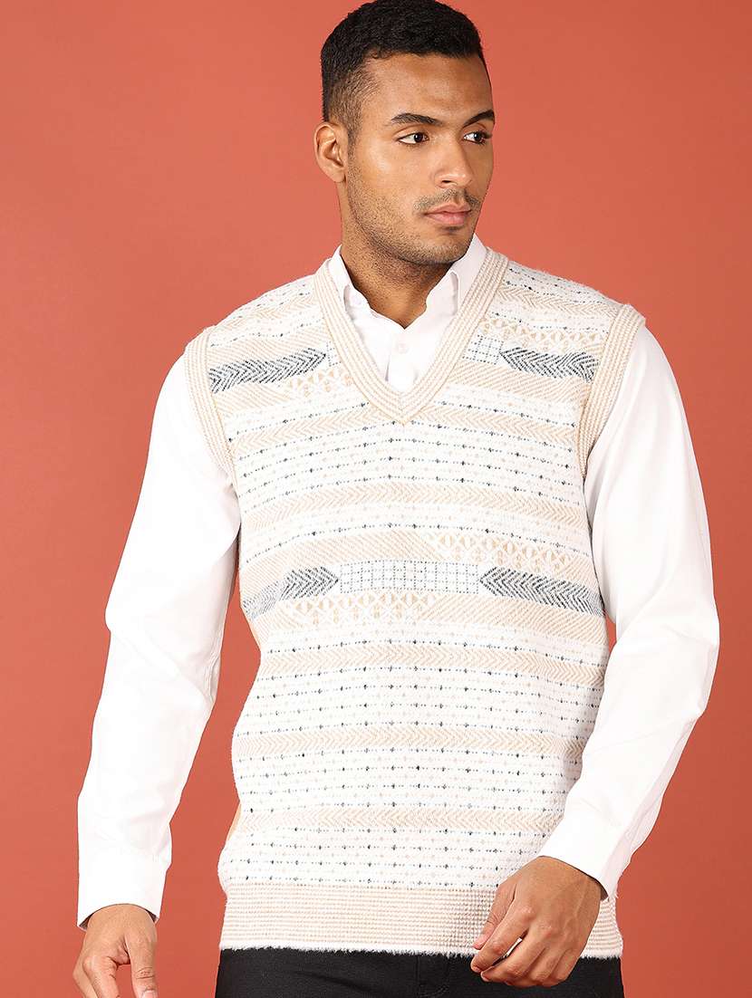 men sleeveless self design pullover - 21533601 -  Standard Image - 1
