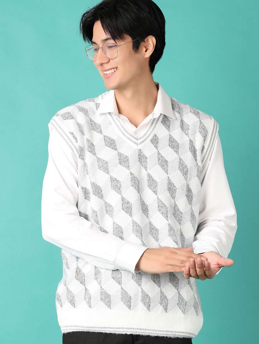 men v-neck self design pullover - 21533602 -  Standard Image - 1