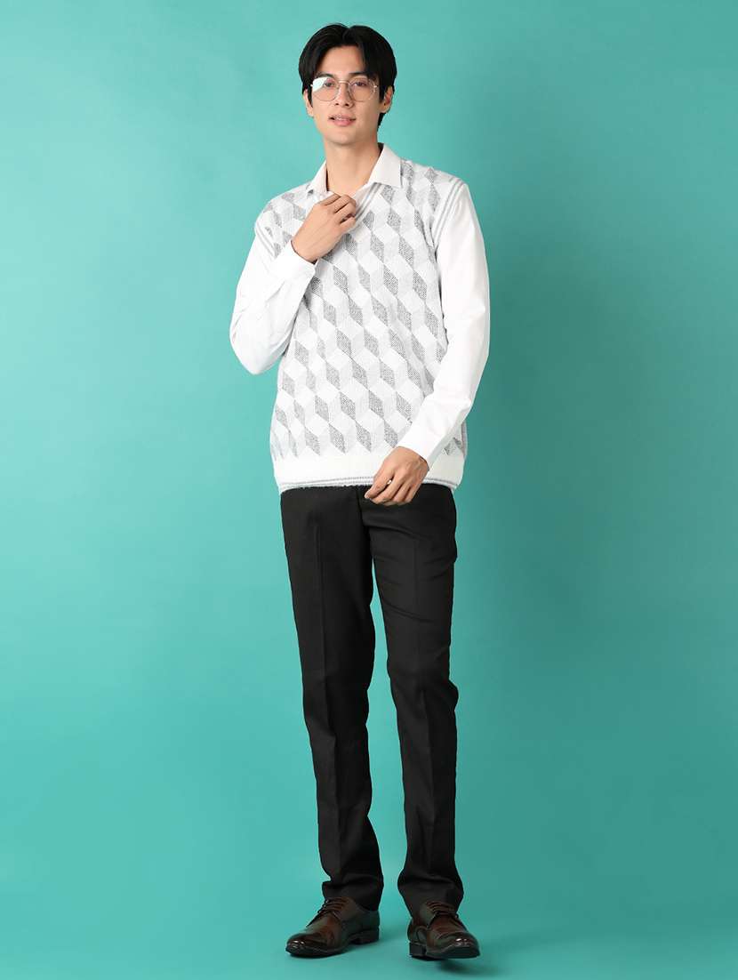 men v-neck self design pullover - 21533602 -  Standard Image - 4