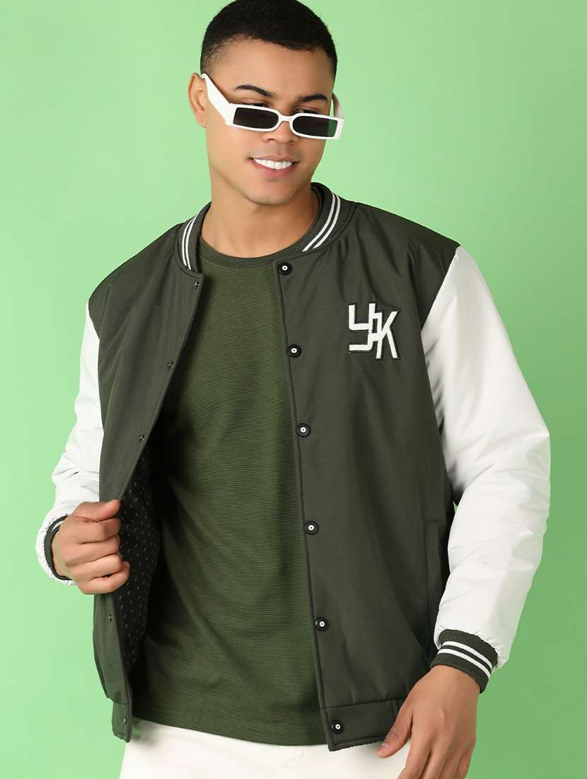 men color block long sleeve varsity jacket - 21533610 -  Standard Image - 1