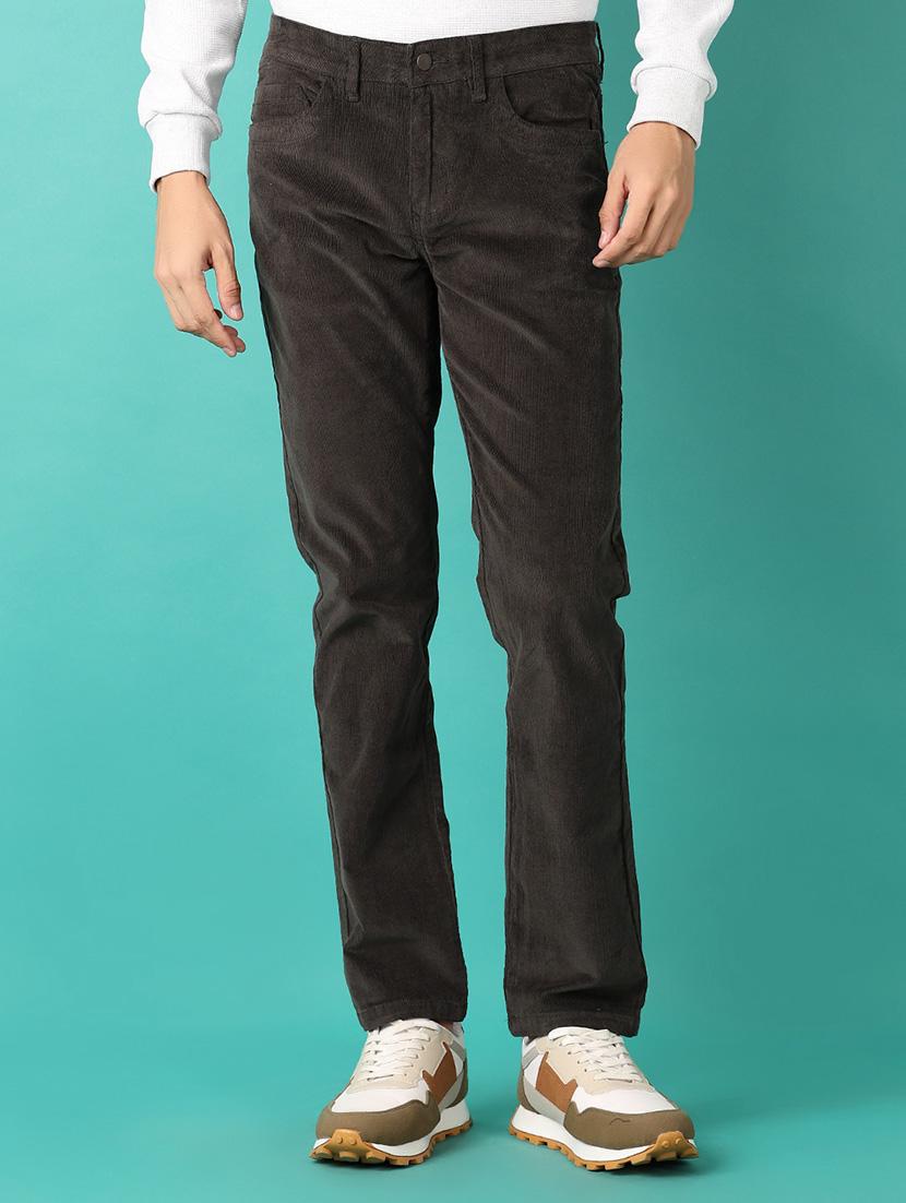 men mid rise solid corduroy