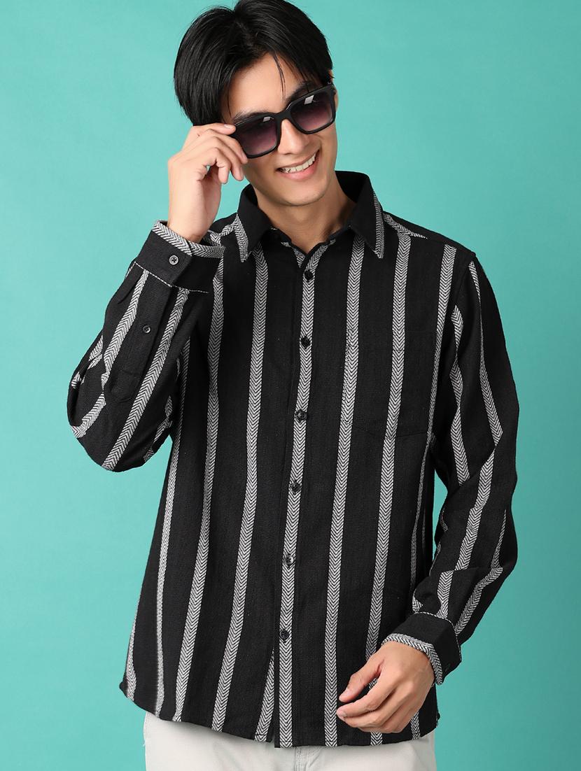 men long sleeves striped casual shirt - 21533674 -  Standard Image - 1