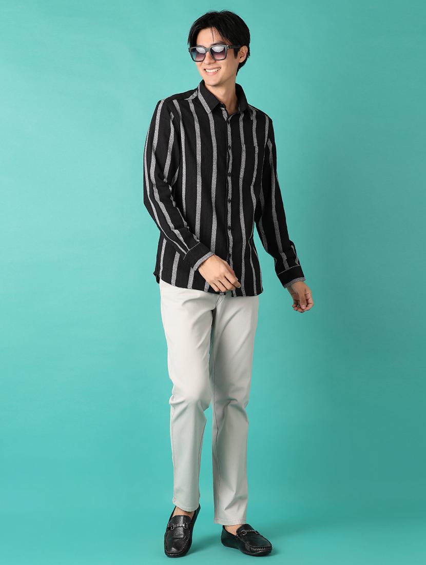 men long sleeves striped casual shirt - 21533674 - Standard Image - 4