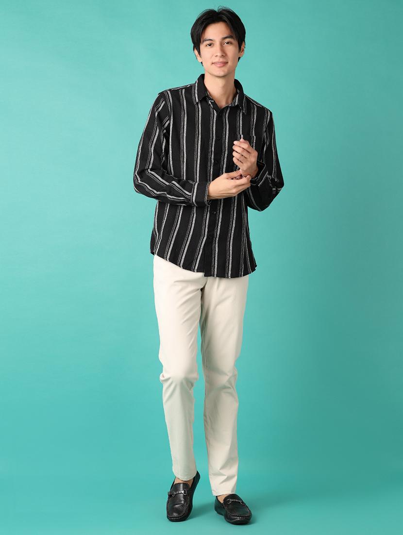 men long sleeves striped casual shirt - 21533675 - Standard Image - 4