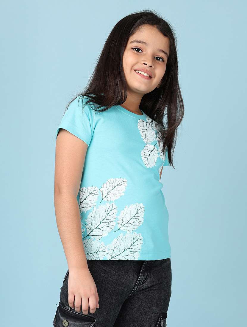 girls front print round neck tees - 21533678 -  Standard Image - 1