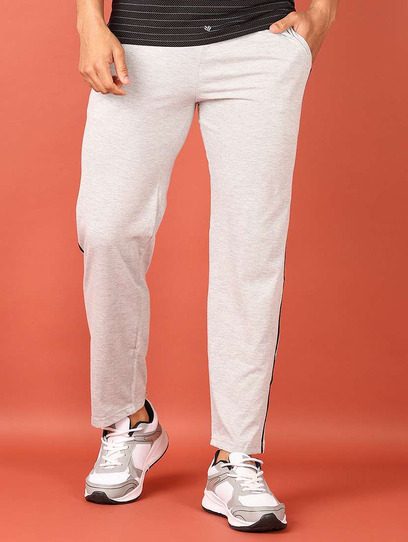men grey melange ankle length track pant - 21533680 -  Standard Image - 1