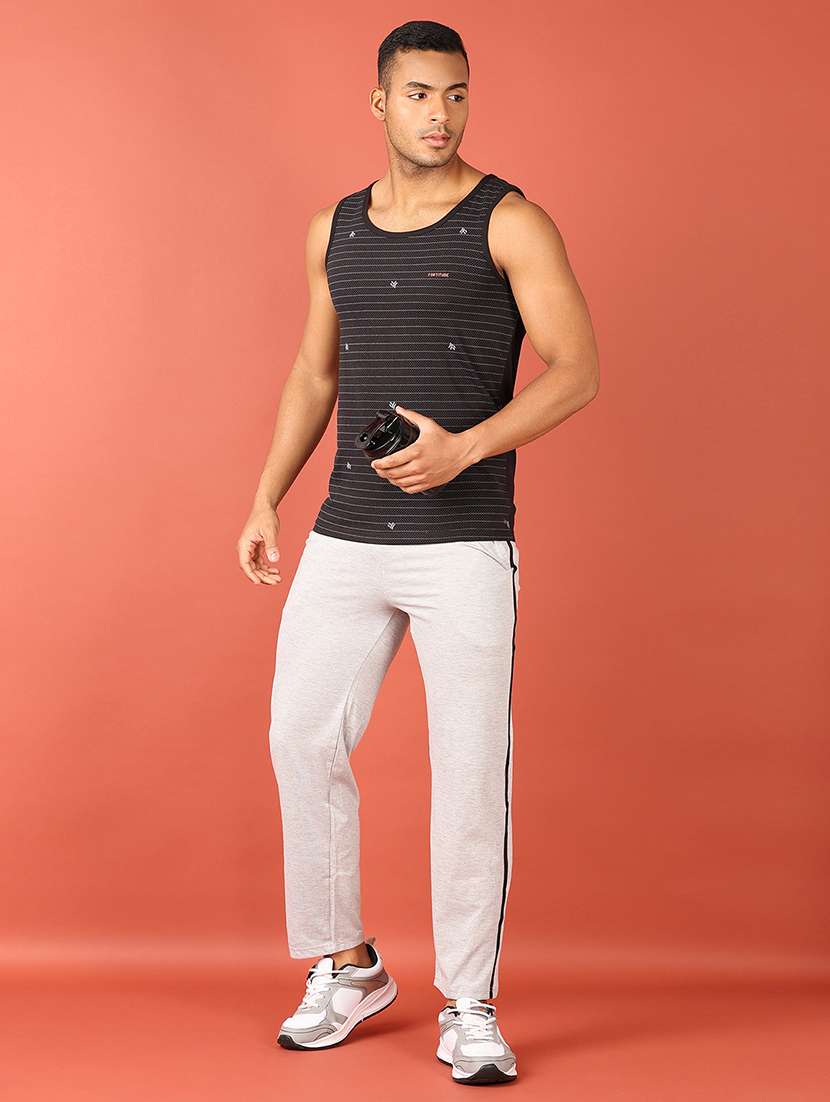 men grey melange ankle length track pant - 21533680 -  Standard Image - 4