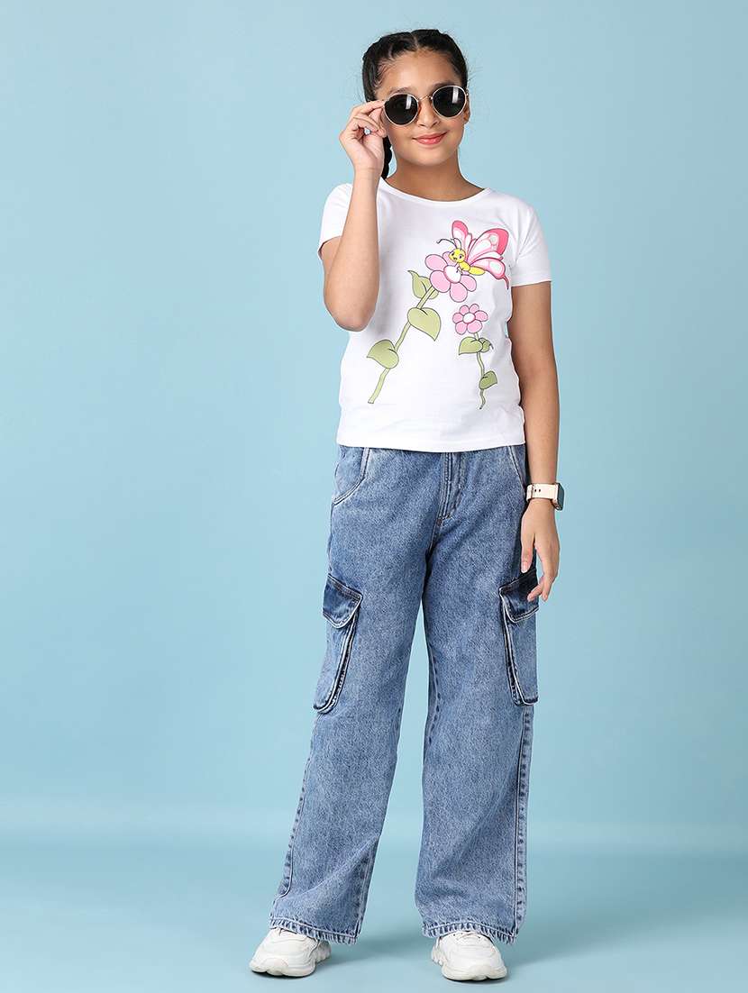 girls front print round neck tees - 21533703 - Standard Image - 4