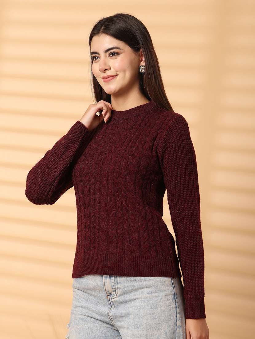 women round neck long sleeve pullover - 21534503 - Standard Image - 1