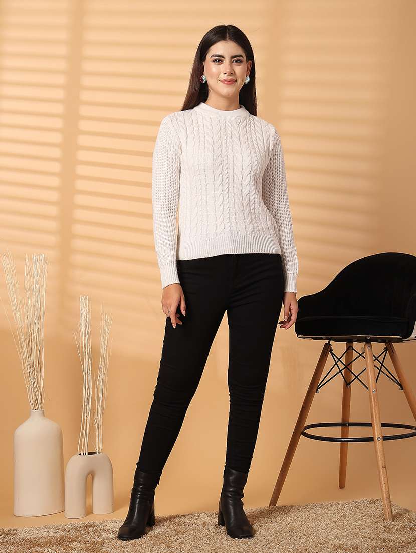 women round neck long sleeve pullover - 21534505 - Standard Image - 4