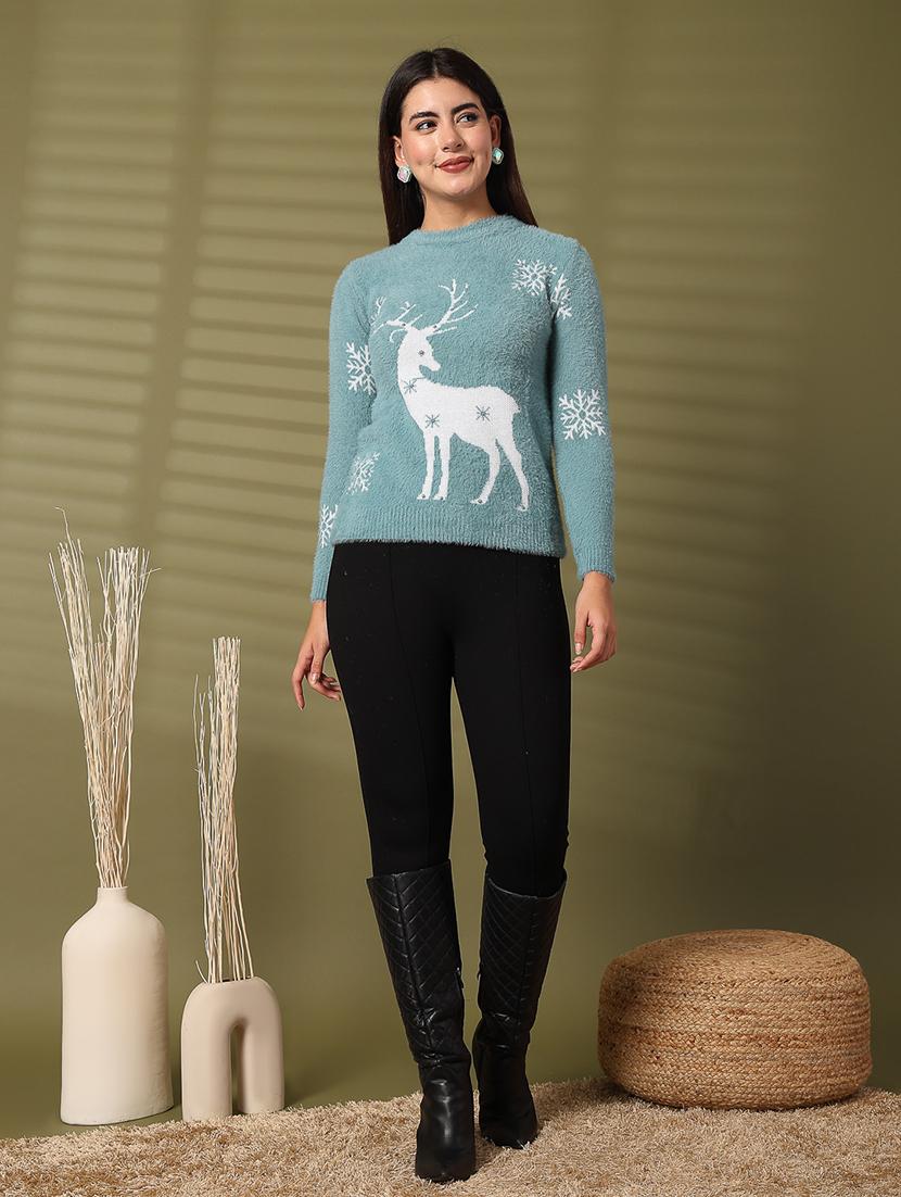 women round neck long sleeve pullover - 21534507 - Standard Image - 4