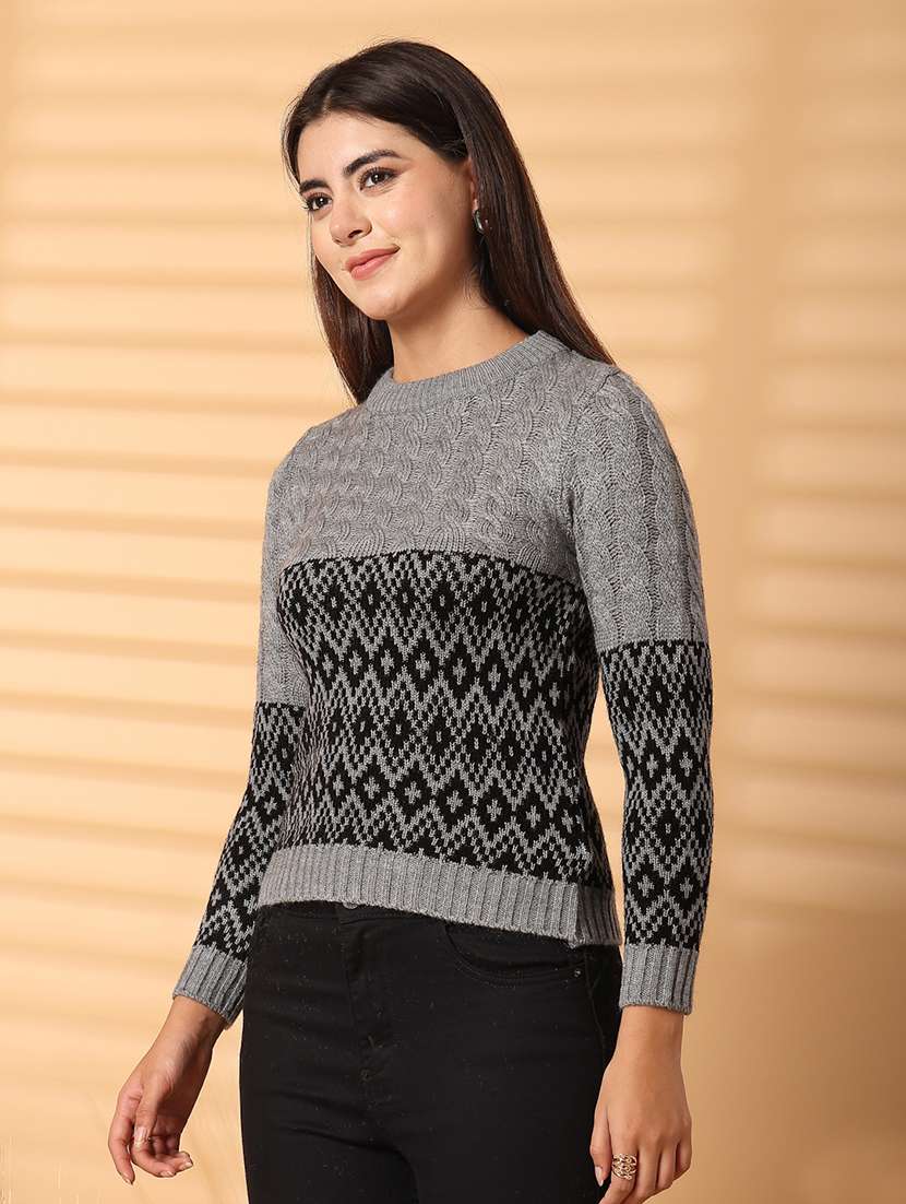 women round neck long sleeve pullover - 21534517 - Standard Image - 1