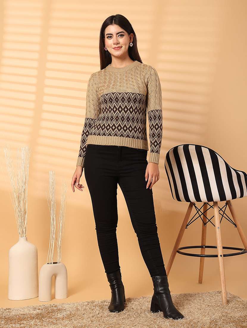 women round neck long sleeve pullover - 21534518 - Standard Image - 4