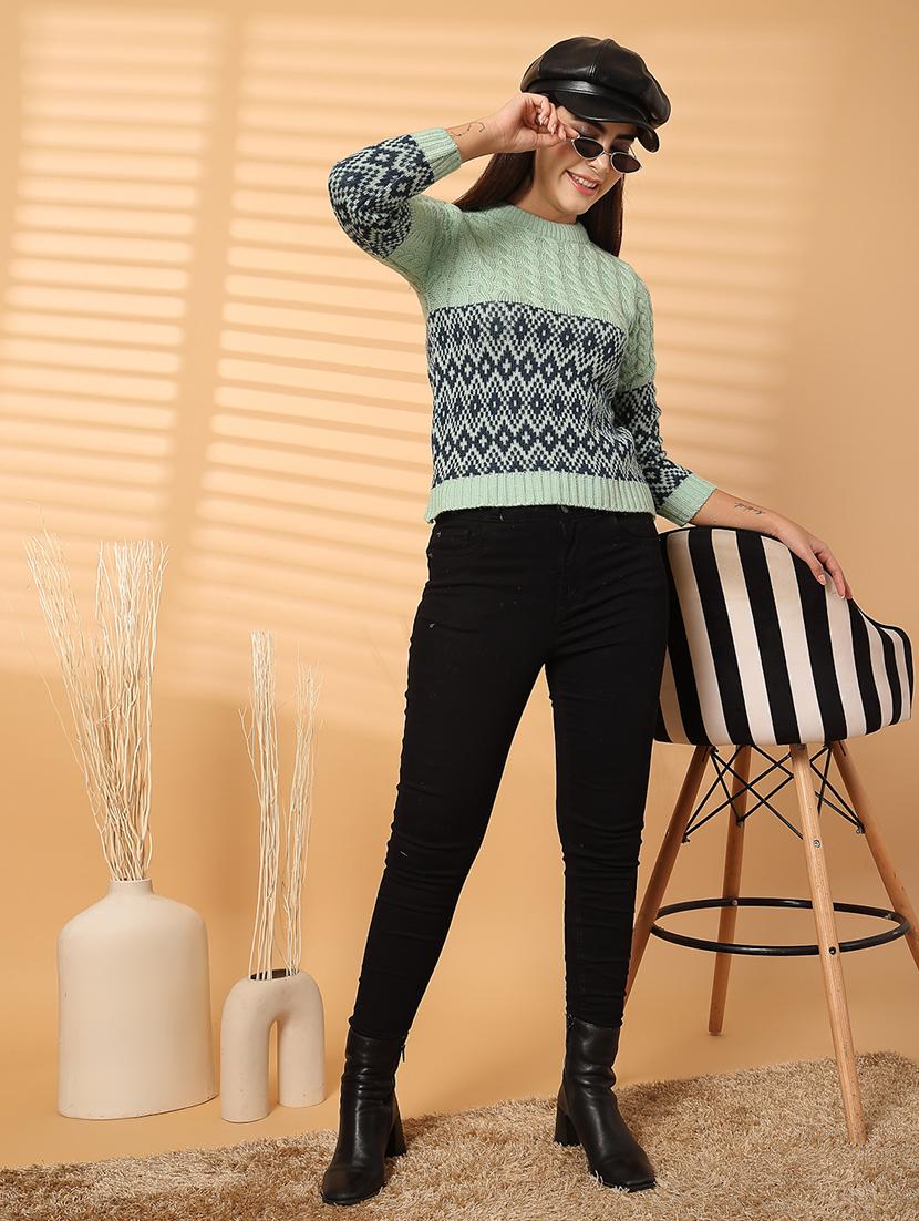 women round neck long sleeve pullover - 21534520 - Standard Image - 4