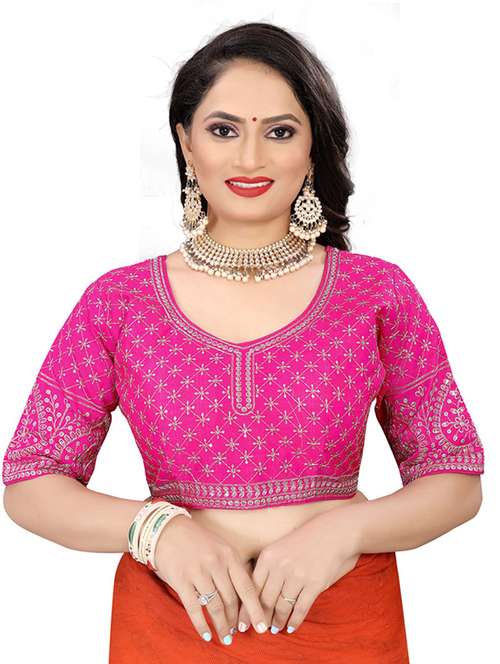 women pink embroidered stitched blouse  - 21534572 -  Standard Image - 0