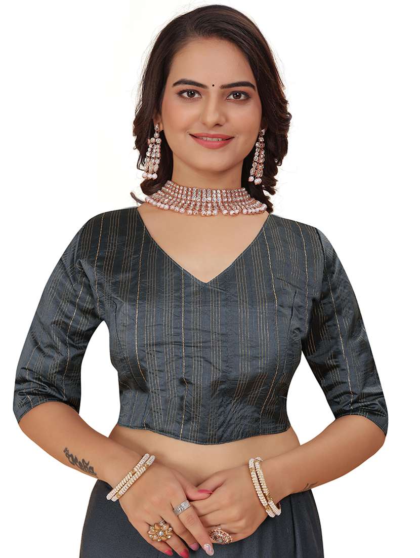 women striped three quarter v neck blouse 