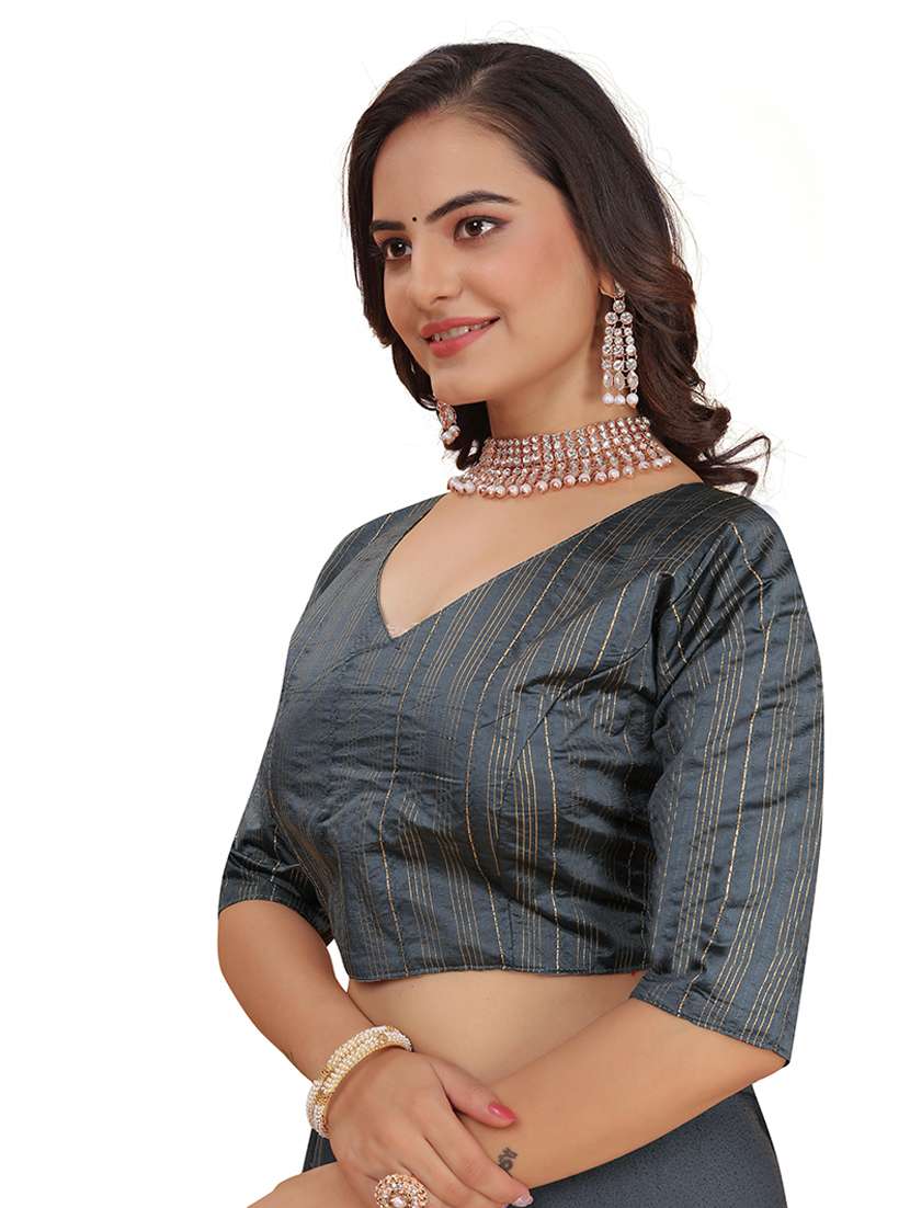 women striped three quarter v neck blouse  - 21534684 -  Standard Image - 1