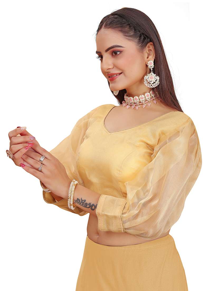 women beige solid stiched blouse - 21534694 - Standard Image - 1