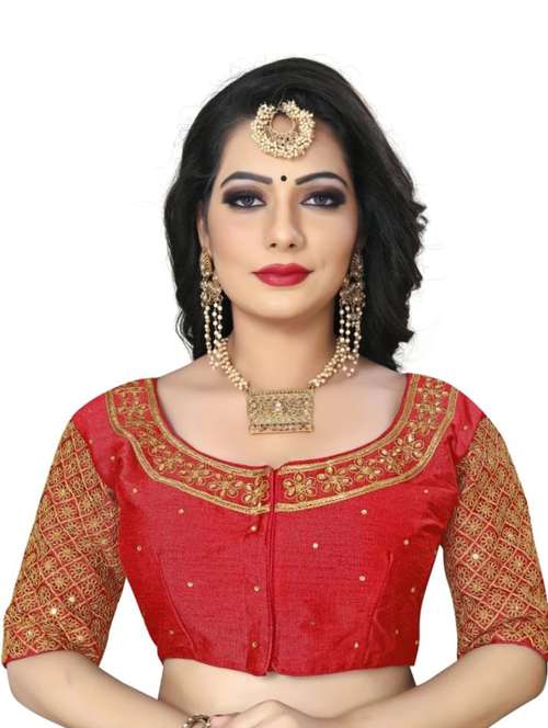 women embroidered elbow length blouse 