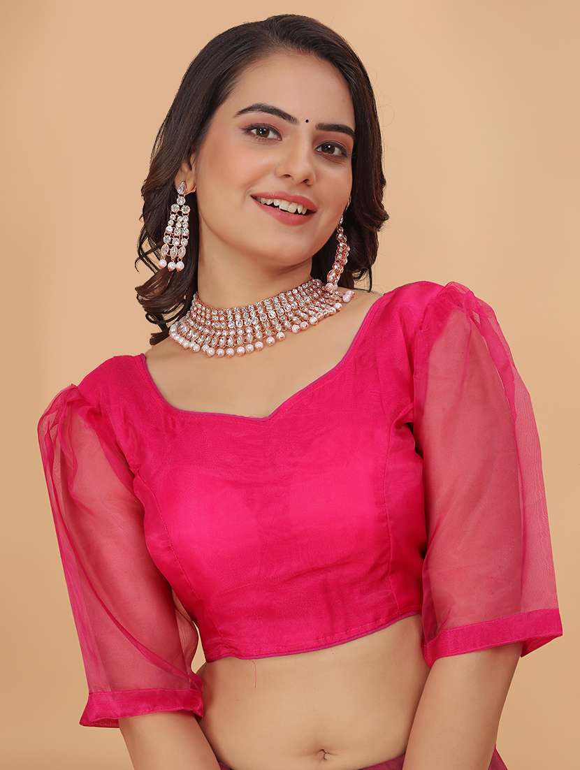 women pink solid stiched blouse - 21534748 -  Standard Image - 1