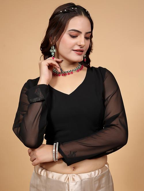 women black solid stiched blouse - 21534750 - Standard Image - 0