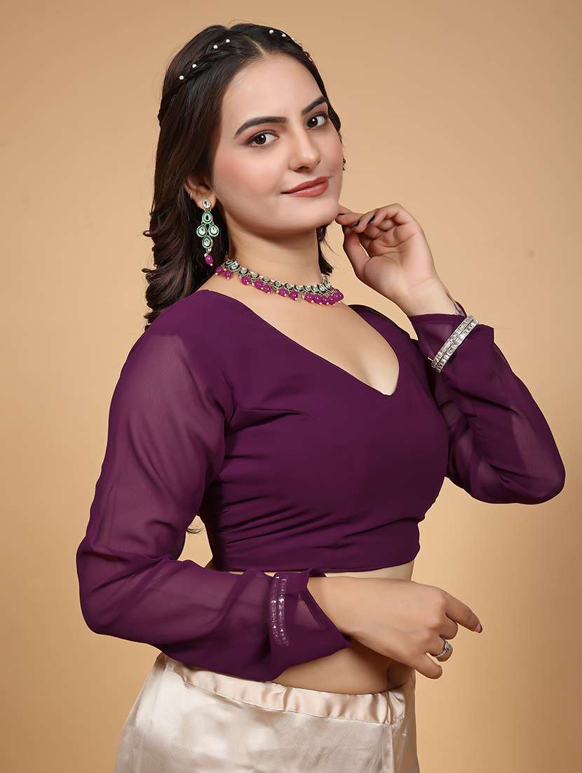 women purple solid stiched blouse - 21534755 -  Standard Image - 1