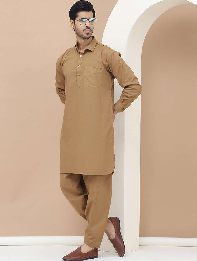 men solids pathani ethnic wear set - 21534817 -  Standard Image - 1