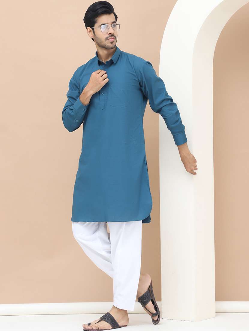 men solids pathani ethnic wear set - 21534822 -  Standard Image - 1