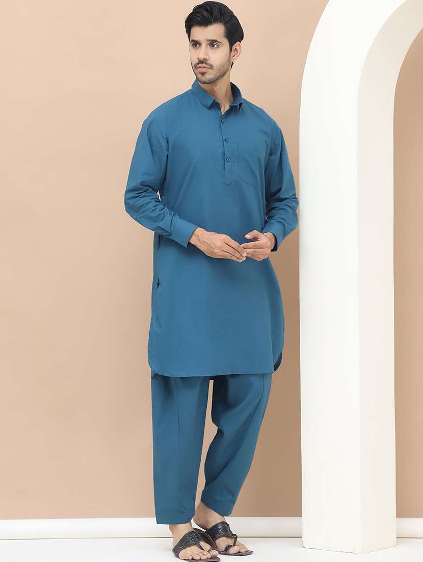 men solids pathani ethnic wear set - 21534829 -  Standard Image - 1