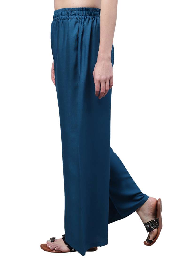 women solid relaxed fit palazzo - 21535587 -  Standard Image - 1