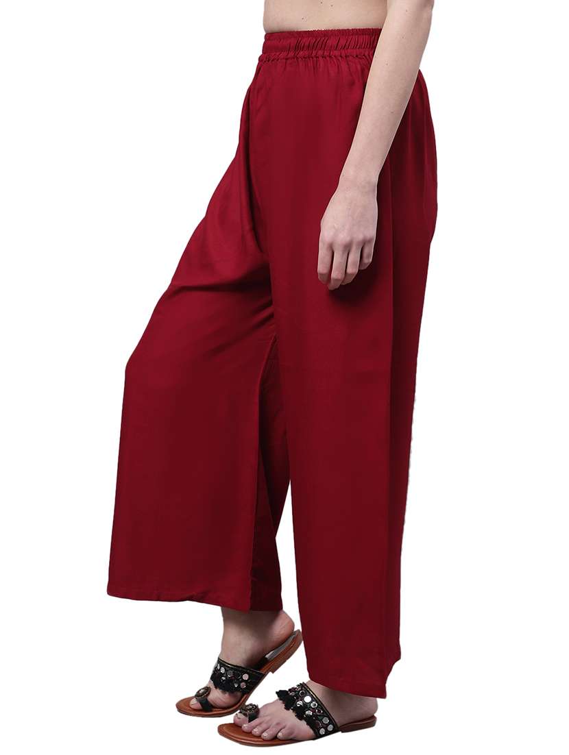 women solid relaxed fit palazzo - 21535592 -  Standard Image - 1