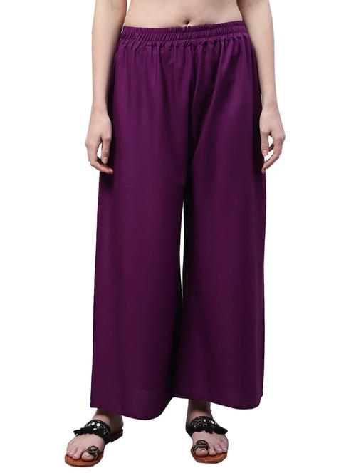 women solid relaxed fit palazzo - 21535602 - Standard Image - 0