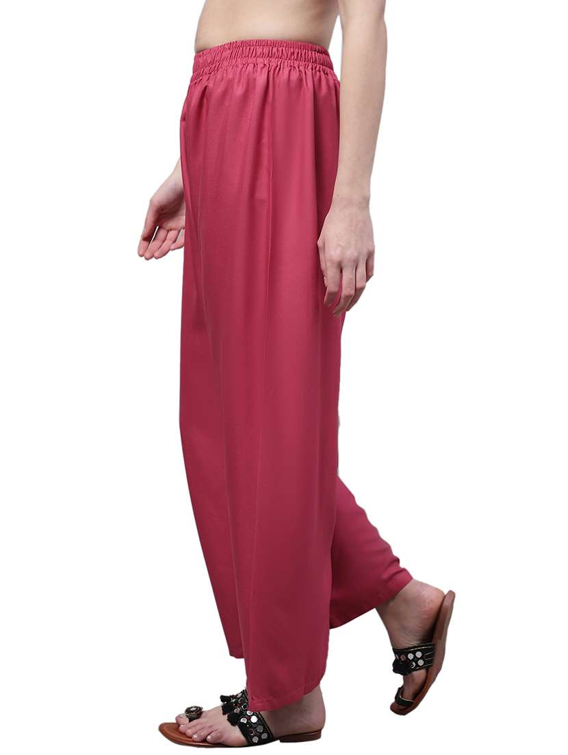 women solid relaxed fit palazzo - 21535606 - Standard Image - 1