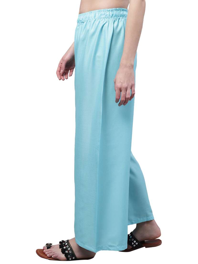 women solid relaxed fit palazzo - 21535607 - Standard Image - 1