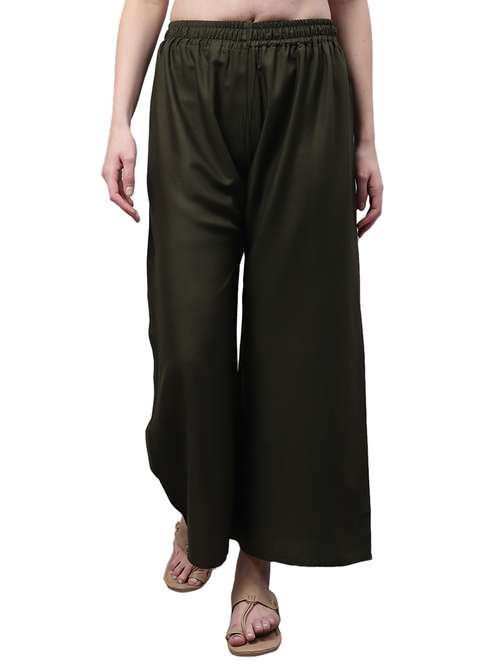 women solid relaxed fit palazzo - 21535609 - Standard Image - 0