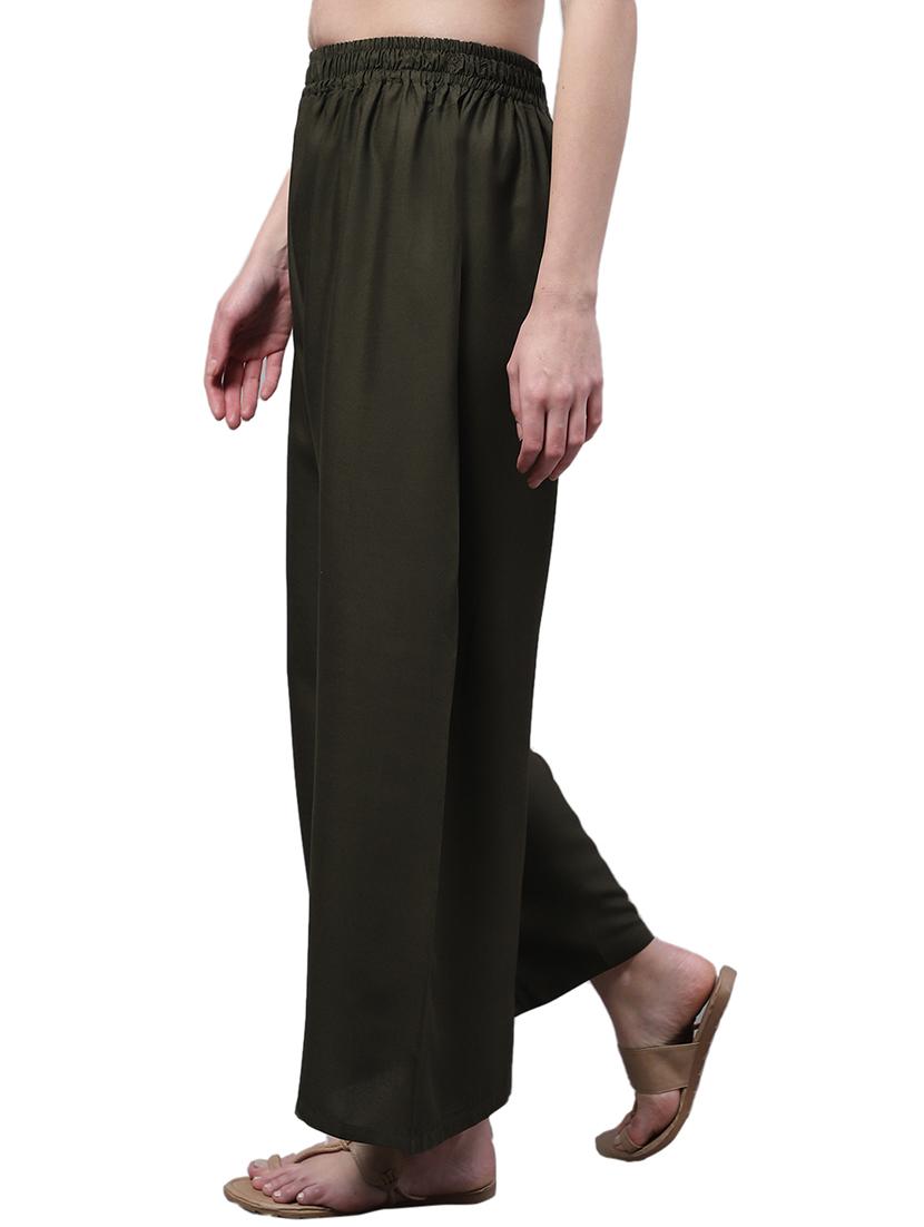 women solid relaxed fit palazzo - 21535609 - Standard Image - 1