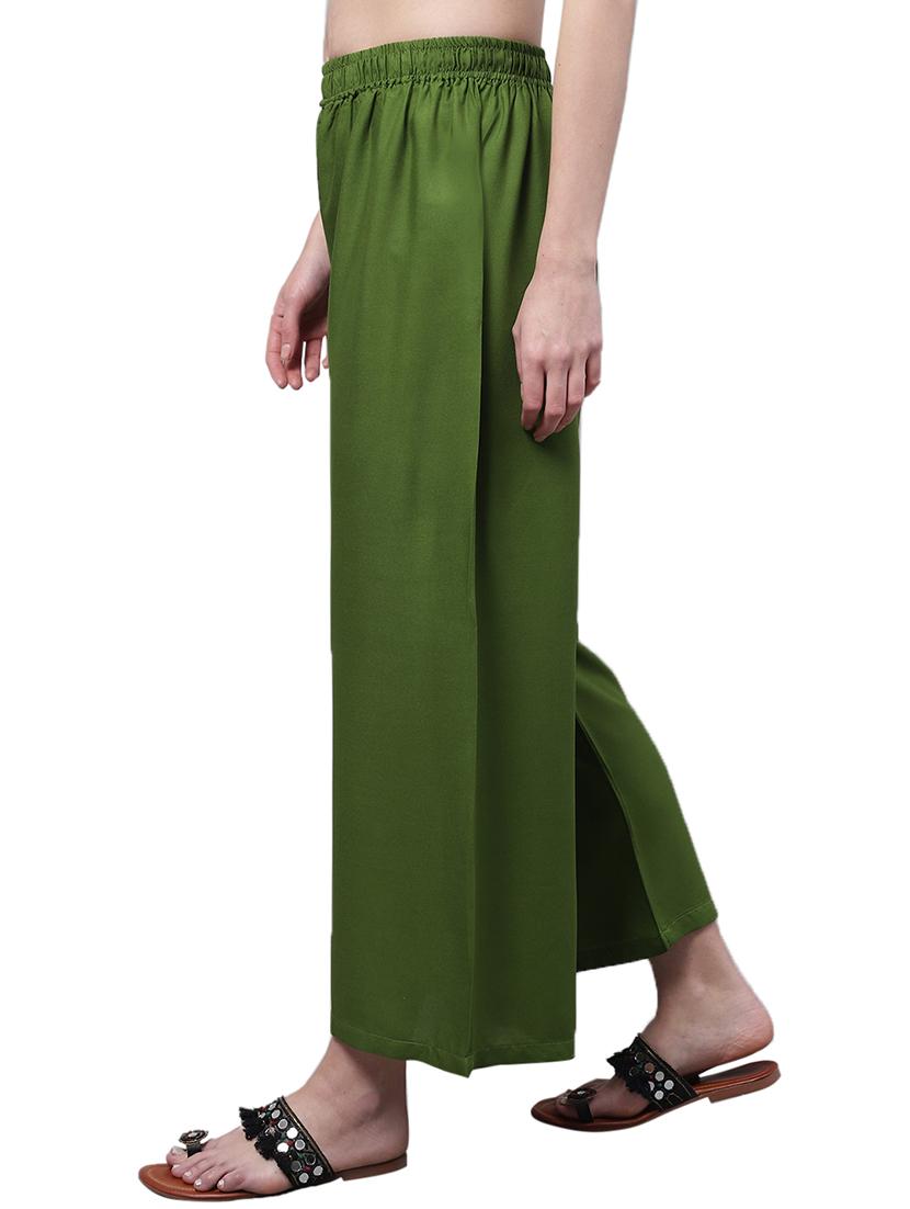 women solid relaxed fit palazzo - 21535612 - Standard Image - 1