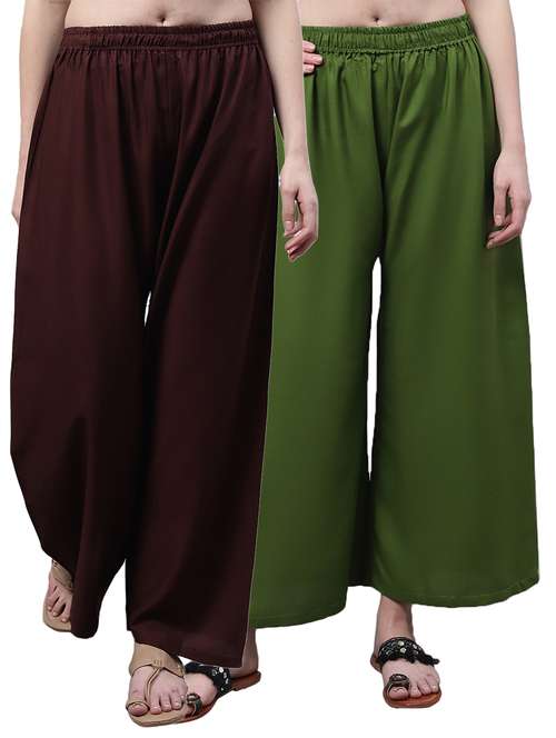 pack of 2 solid relaxed fit palazzo - 21535621 -  Standard Image - 0