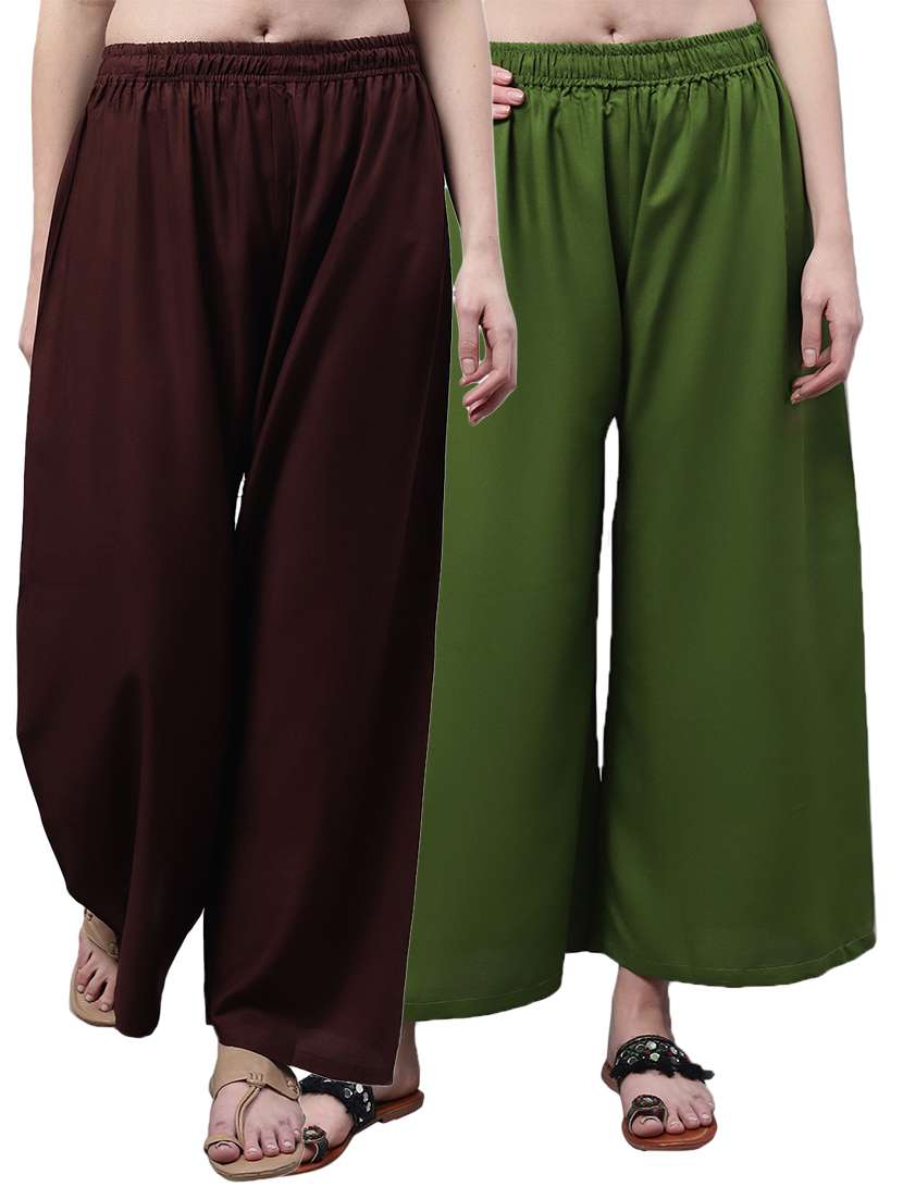 pack of 2 solid relaxed fit palazzo - 21535621 -  Zoom Image - 0