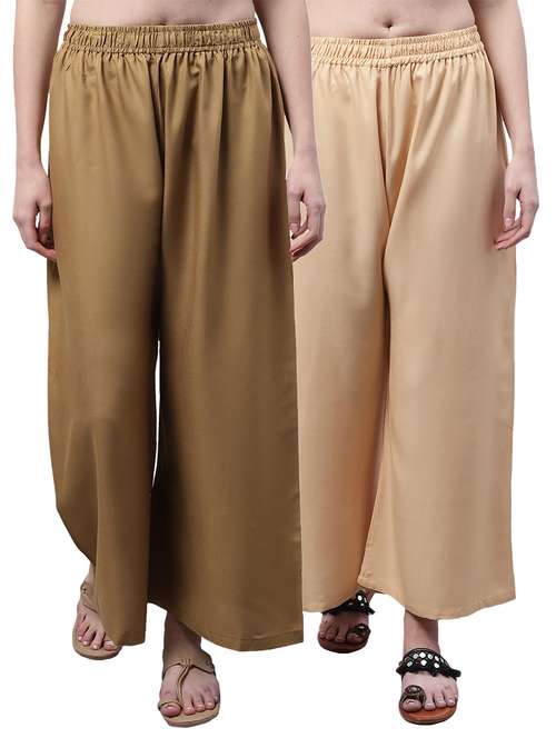 pack of 2 solid relaxed fit palazzo - 21535624 -  Standard Image - 0