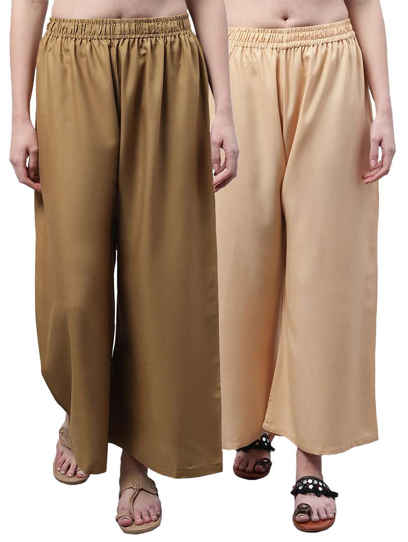 pack of 2 solid relaxed fit palazzo - 21535624 -  Zoom Image - 0