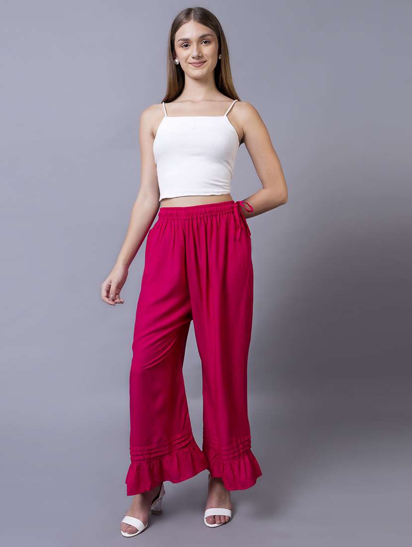 women solid flared palazzo - 21535644 - Standard Image - 4