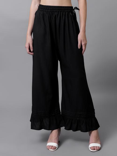 women solid flared palazzo - 21535645 - Standard Image - 0